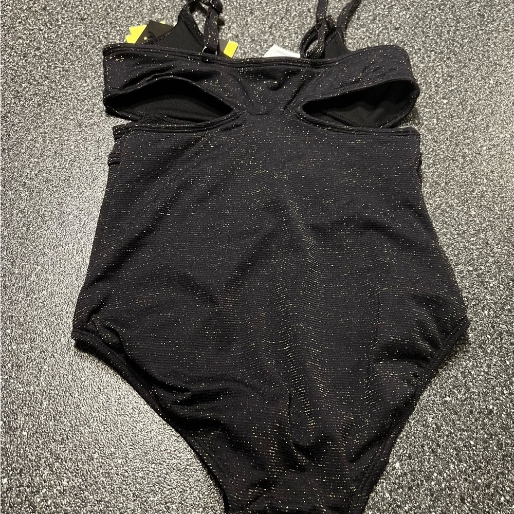 NWT Art & Class Girl One Piece Black Glitter Swimsuit M (8) - Picture 3 of 7